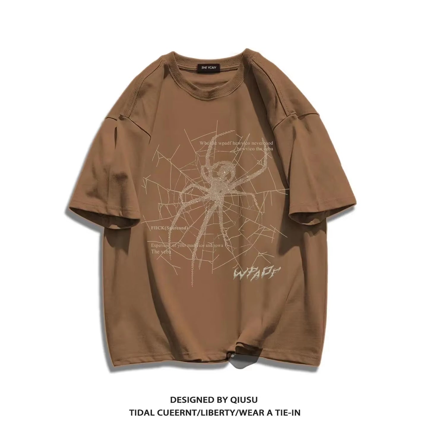 Men'S Pure Cotton T-Shirt Short-Sleeved Summer Thin Trendy American Casual round Neck Top Loose and Versatile Heavyweight Tshirt