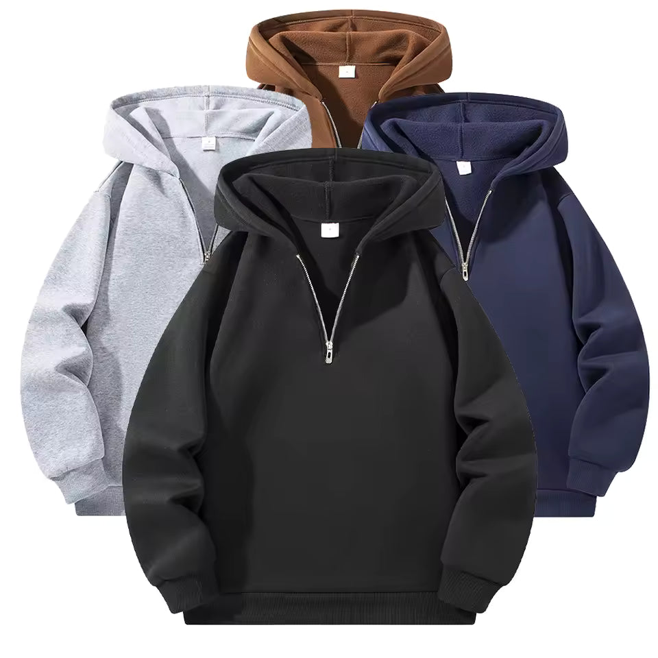 Zipper Hoodies Autumn Winter Men'S New Long Sleeve Hooded Sweatshirt Fashion Casual Male Outfit Sportwear Loose Fit Clothes