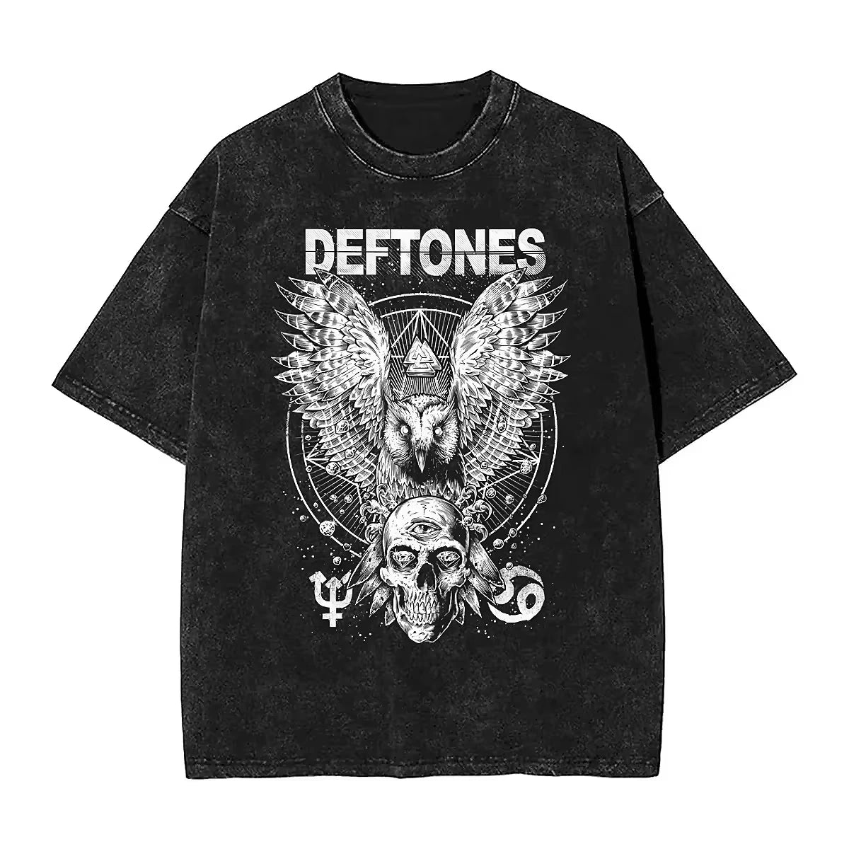 Hip Hop Deftones Men Women plus Size Summer Washed T Shirt Vintage Print Cotton Tshirt Fashion Design Tee Streetwear Unisex Top