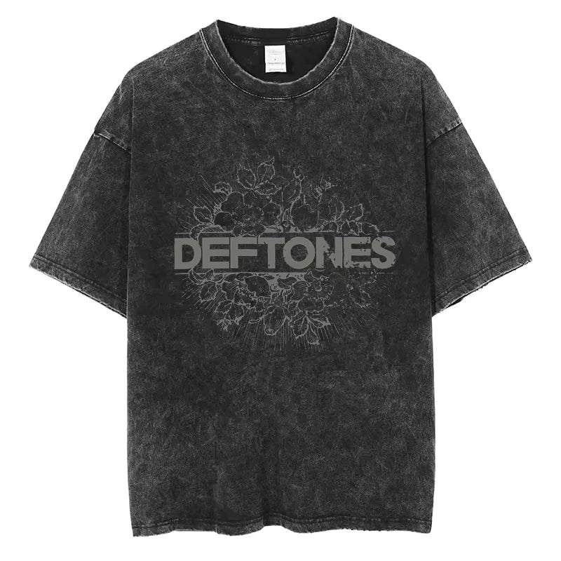 Hip Hop Deftones Men Women plus Size Summer Washed T Shirt Vintage Print Cotton Tshirt Fashion Design Tee Streetwear Unisex Top