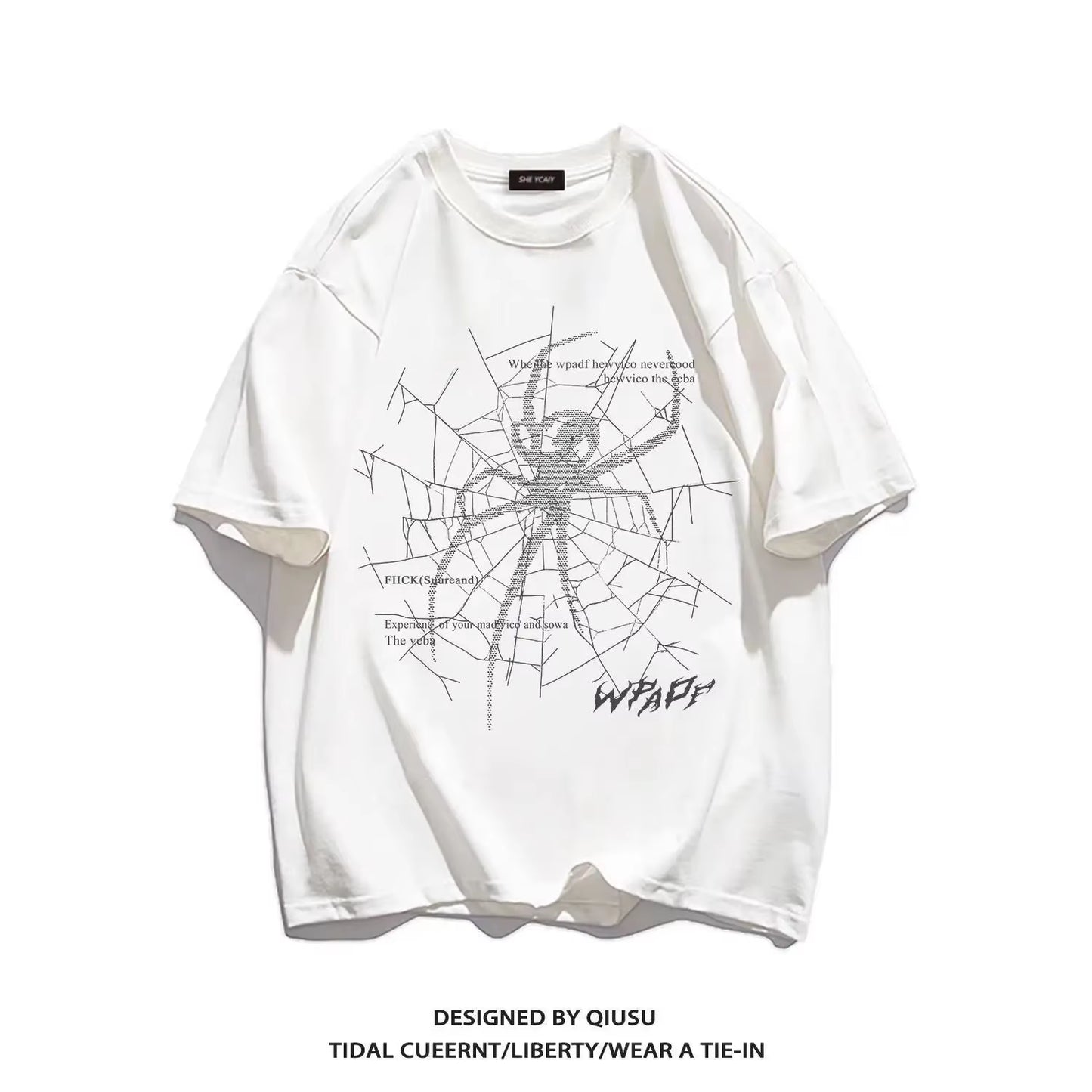 Men'S Pure Cotton T-Shirt Short-Sleeved Summer Thin Trendy American Casual round Neck Top Loose and Versatile Heavyweight Tshirt