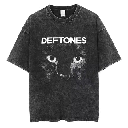 Hip Hop Deftones Men Women plus Size Summer Washed T Shirt Vintage Print Cotton Tshirt Fashion Design Tee Streetwear Unisex Top