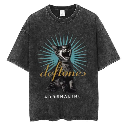 Hip Hop Deftones Men Women plus Size Summer Washed T Shirt Vintage Print Cotton Tshirt Fashion Design Tee Streetwear Unisex Top
