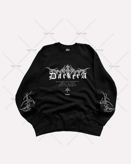 Black Metal Stripes Fashionable Loose Long Sleeves Men 2025 New American Street Hip-hop Gothpunk Retro Letter Casual Top Women