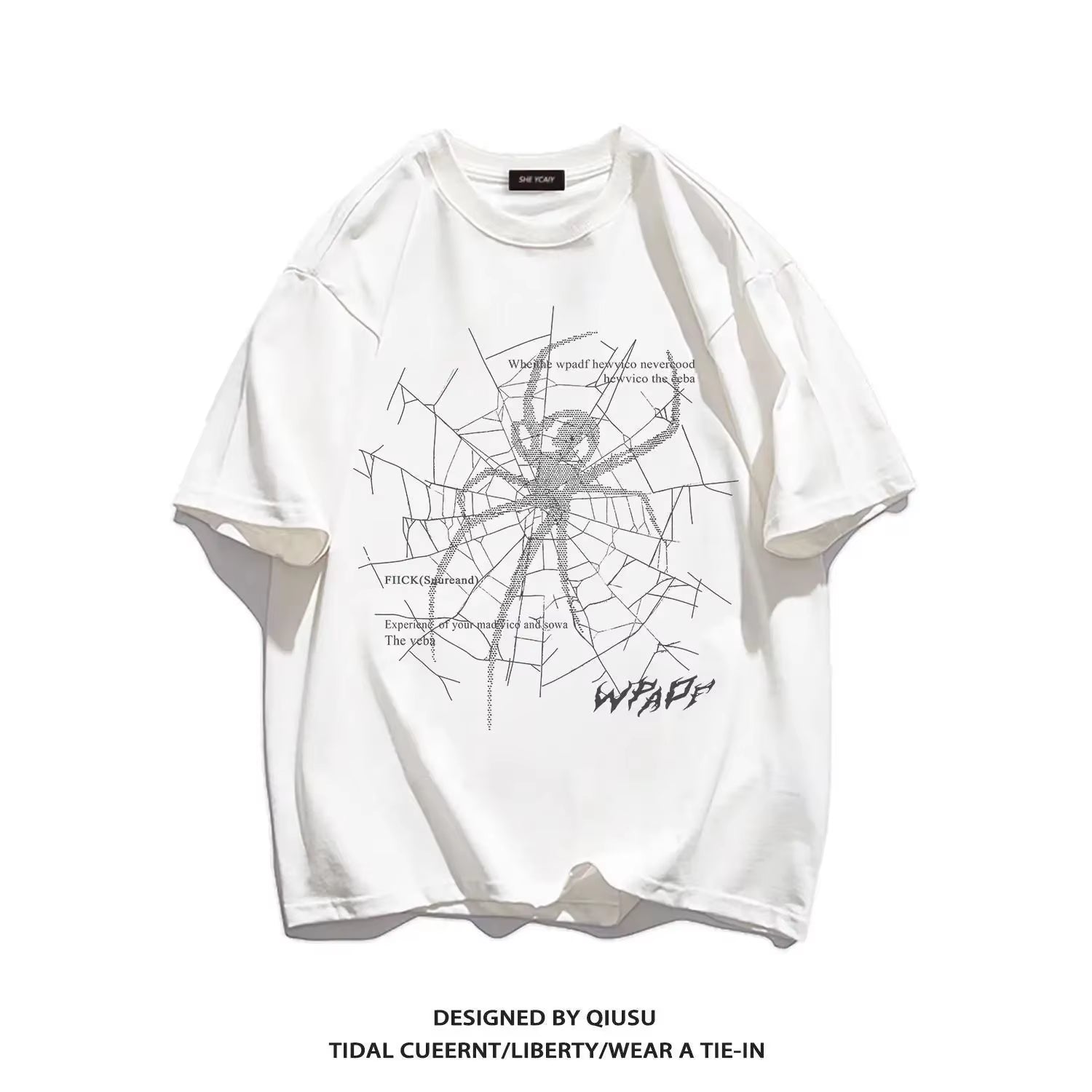 Men'S Pure Cotton T-Shirt Short-Sleeved Summer Thin Trendy American Casual round Neck Top Loose and Versatile Heavyweight Tshirt